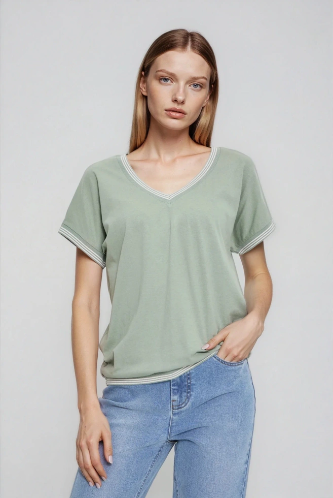 Bluzka z bawełny oliwkowa