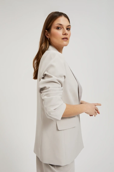 Dwurzędowa gładka marynarka szara