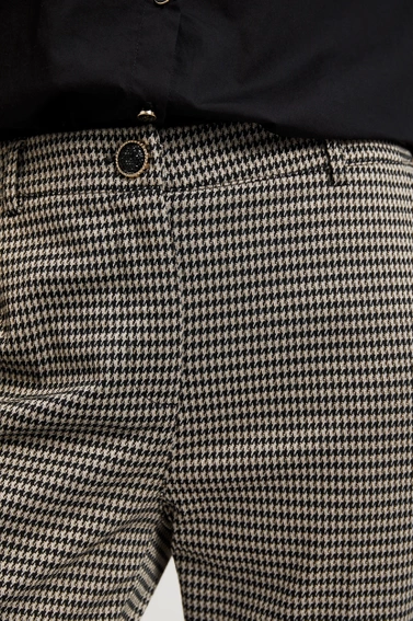 Eleganckie spodnie w pepitkę beżowe 