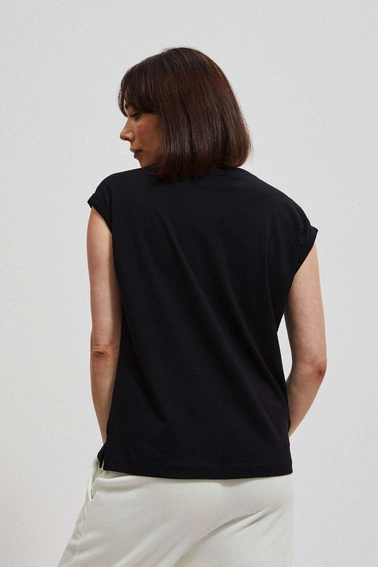 Bawełniana bluzka z krótkim rękawkiem czarna
