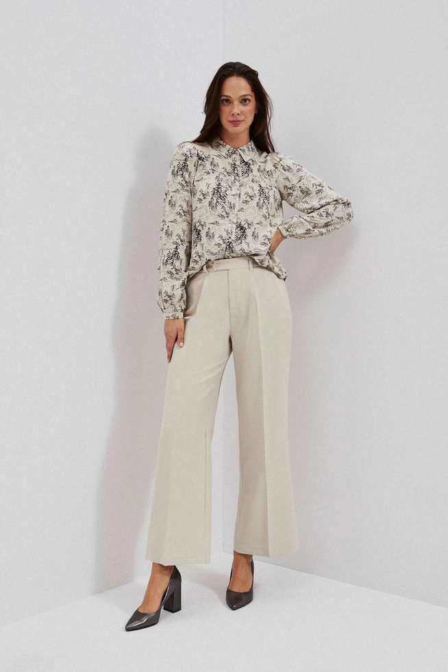 Spodnie z szerokimi nogawkami piaskowe