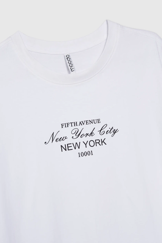 Bawełniany biały t-shirt z napisem