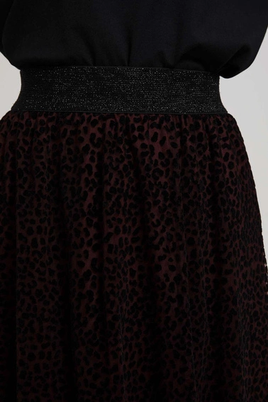 Rozkloszowana spódnica midi kasztanowa