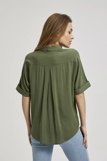 Koszula z krótkim rękawem i kieszeniami khaki