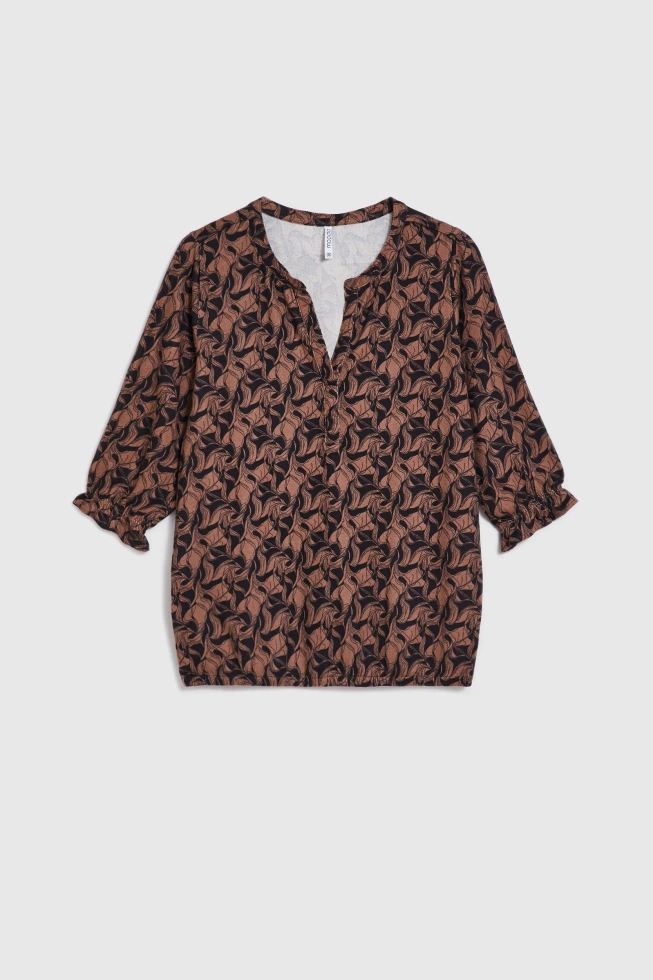 Sweter z krótkimi rękawami brązowy