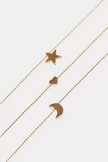 Kaskadowy naszyjnik z zawieszkami w kolorze złotym