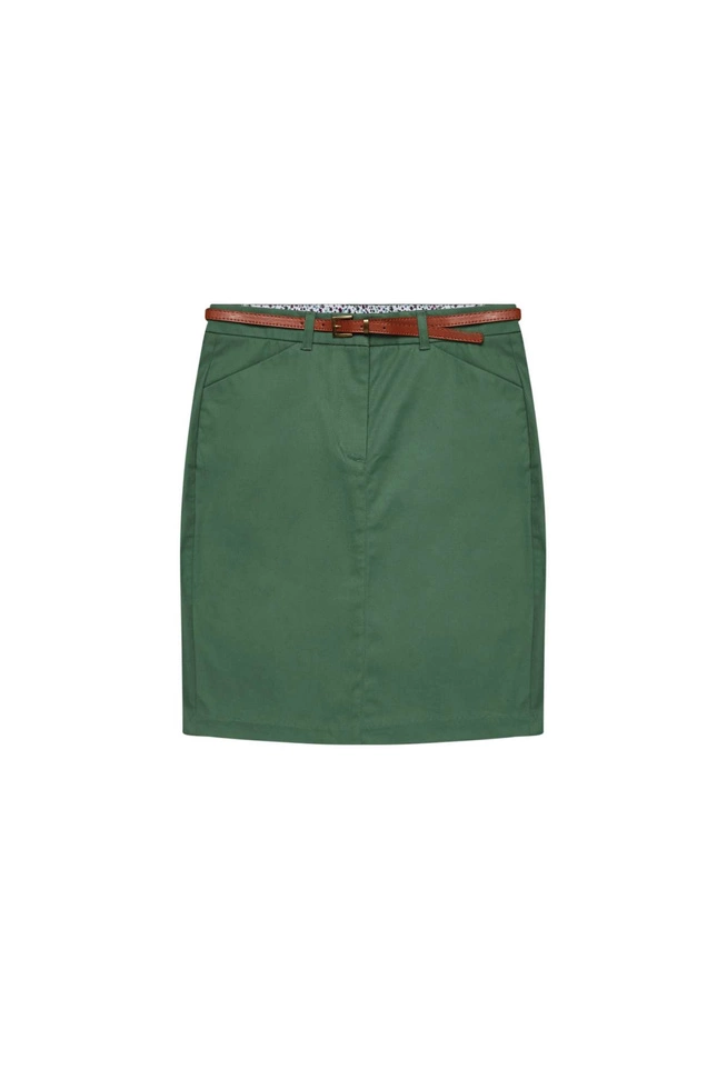 Ołówkowa spódnica z paskiem seledynowa