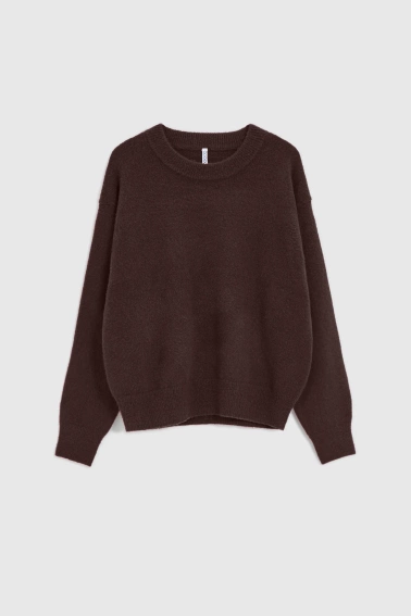 Gładki sweter brązowy