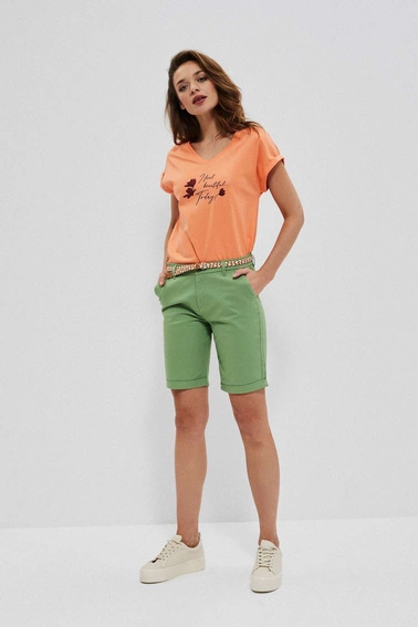 Bawełniane szorty z paskiem malahitowe