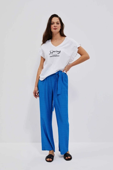 Bluzka z napisem i fablaną na rękawie