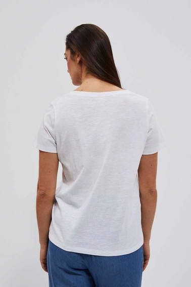 Bawełniana bluzka z dekoltem w serek i krótkimi rękawami biała