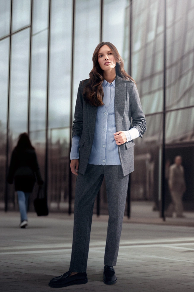 Marynarka z marszczonymi rękawami szara