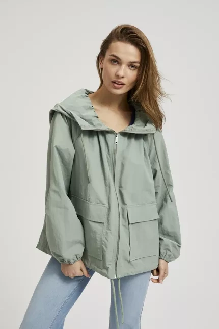 Wodoodporna kurtka z kapturem oliwkowa
