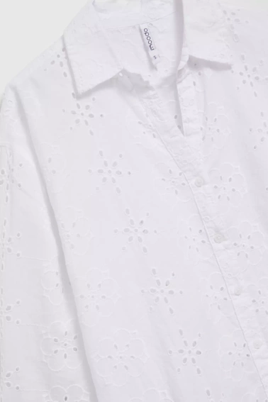 Koszula oversize z rękawami 3/4 biała