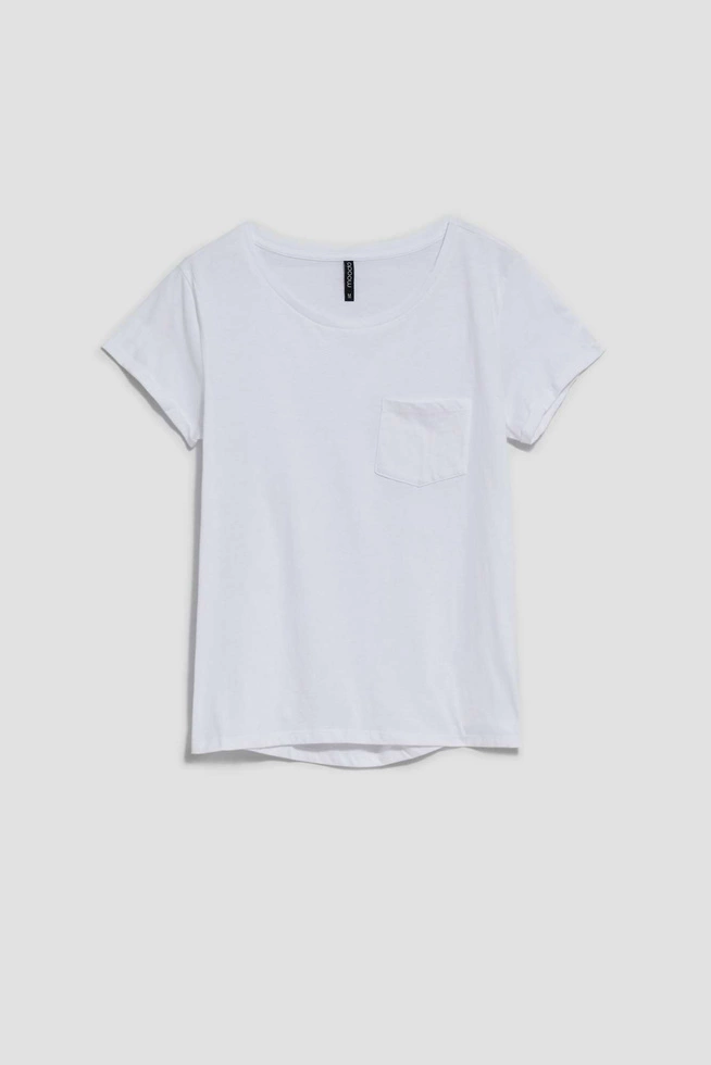 Bawełniany t-shirt z kieszkonką biały