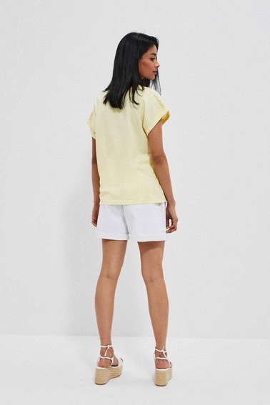 Bawełniana bluzka z wiązaniem cytrynowa