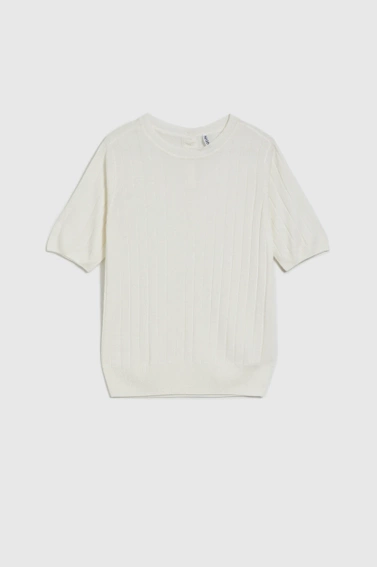 Wiskozowy sweter z metaliczną nitką biały