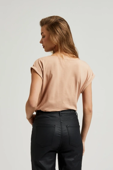 T-shirt z okrągłym dekoltem beżowy
