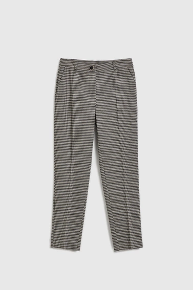 Eleganckie spodnie w pepitkę beżowe 