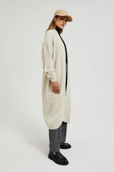 Długi kardigan beżowy