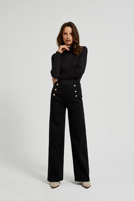 Jeansy z ozdobnymi guzikami czarne