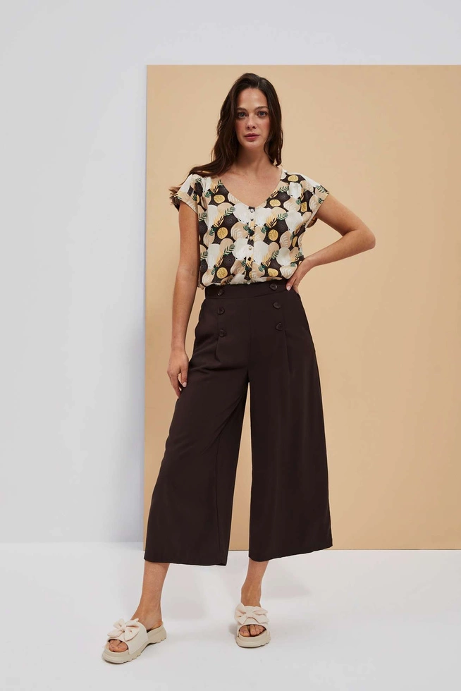 Spodnie kuloty z guzikami ciemnobrązowe