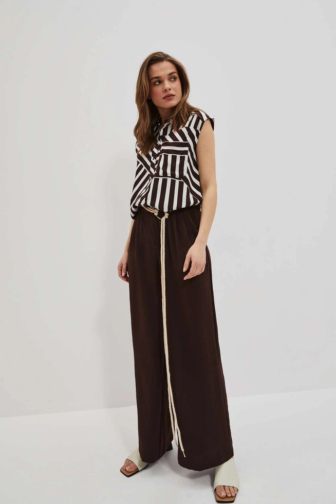 Spodnie z szerokimi nogawkami ciemnobrązowe