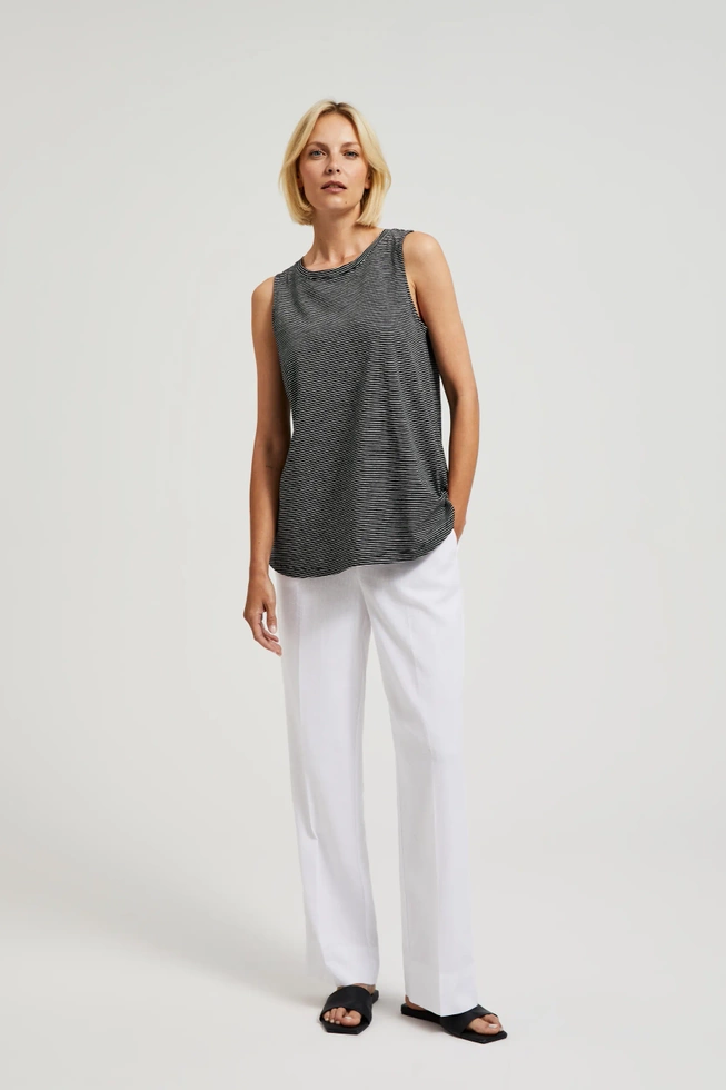 Bawełniany top w paski czarny