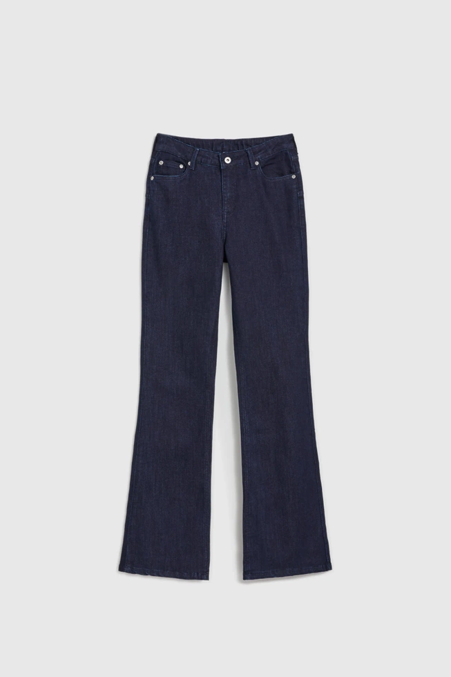 Gładkie jeansy bootcut granatowe