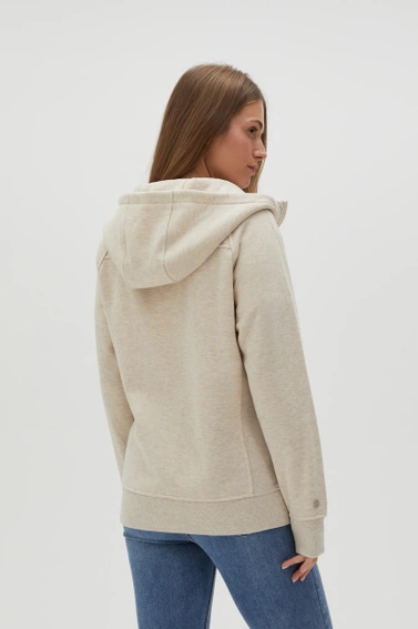 Rozpinana bluza z kapturem beżowa 