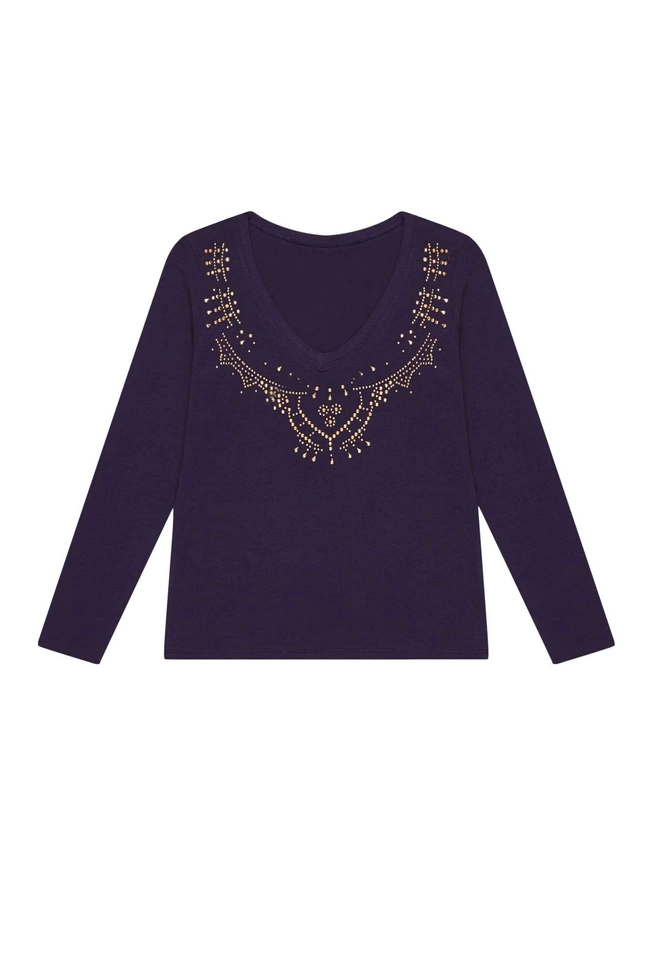 Bawełniana bluzka z dżetami