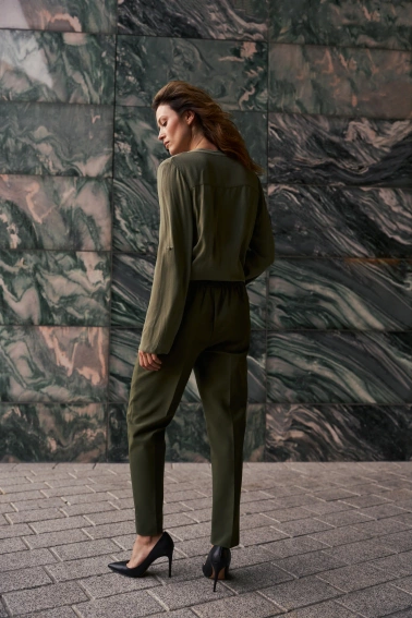 Spodnie cygaretki ciemnooliwkowe 