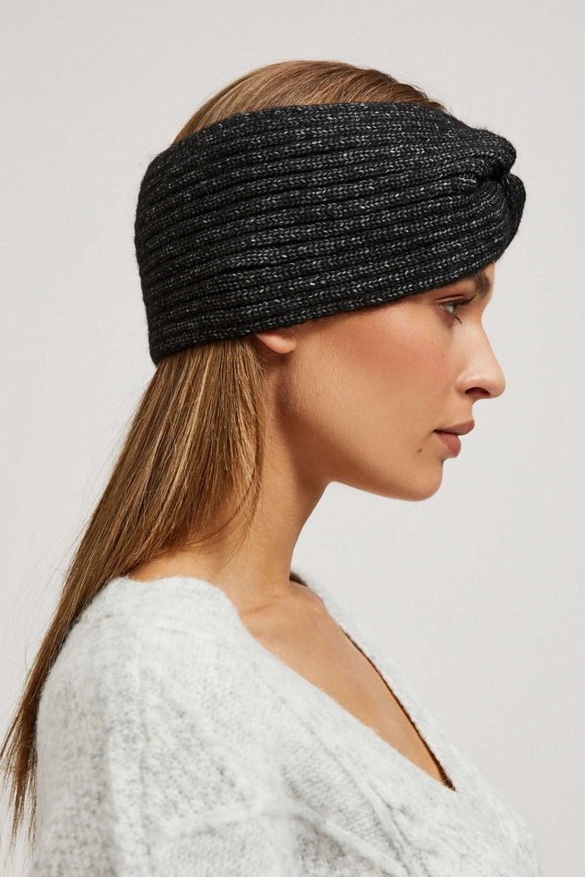 Dzianinowa opaska na głowę czarna