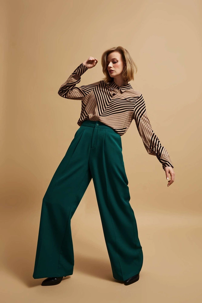 Spodnie z szerokimi nogawkami szmaragdowe