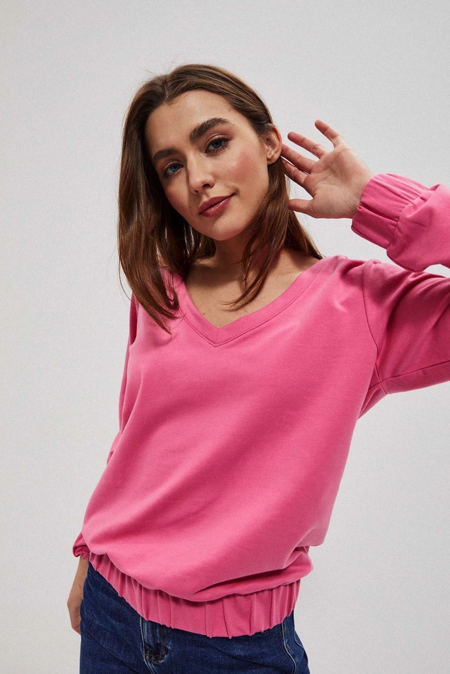 Bluza z dekoltem w serek różowa