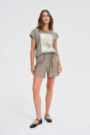 T-shirt z nadrukiem oliwkowy 