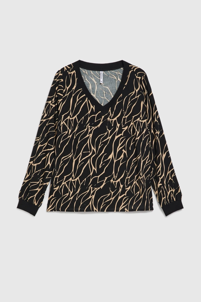 Wiskozowa koszula z dekoltem w serek czarna