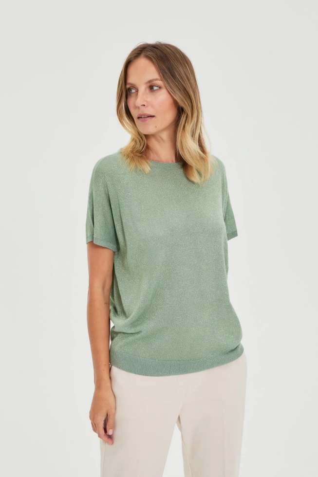 Wiskozowy sweter oliwkowy