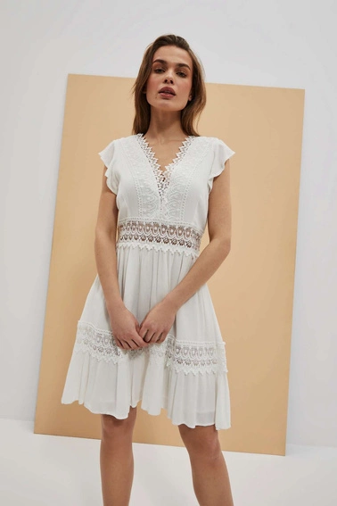 Sukienka boho z koronką biała