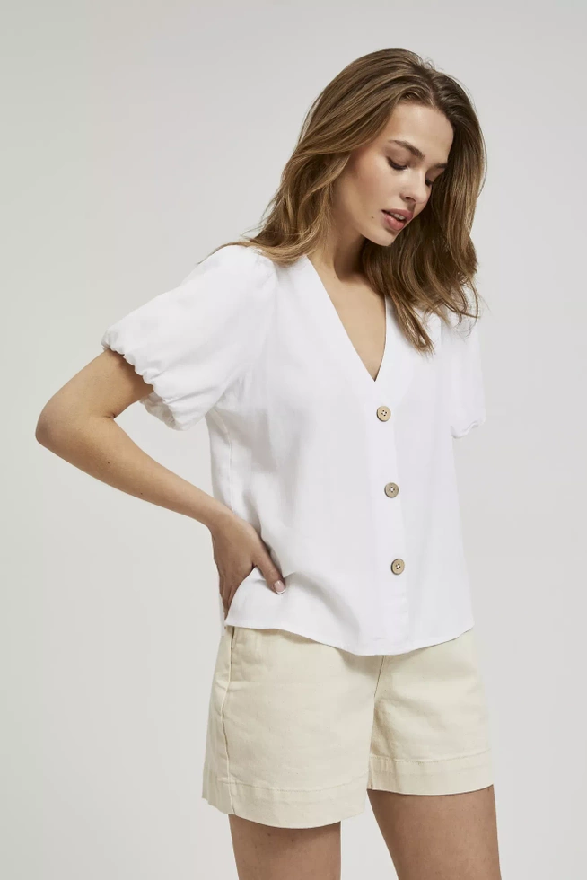 Koszula z krótkimi bufiastymi rękawami biała