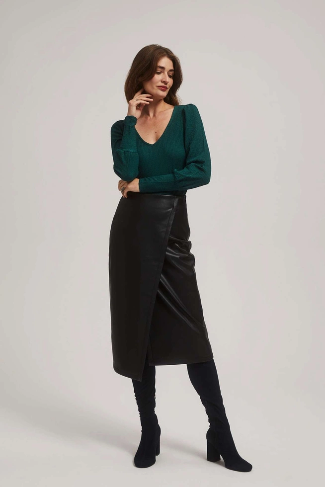 Bluzka z dekoltem w serek szmaragdowa