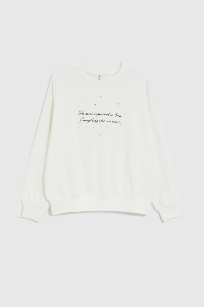 Bluza z napisem ecru