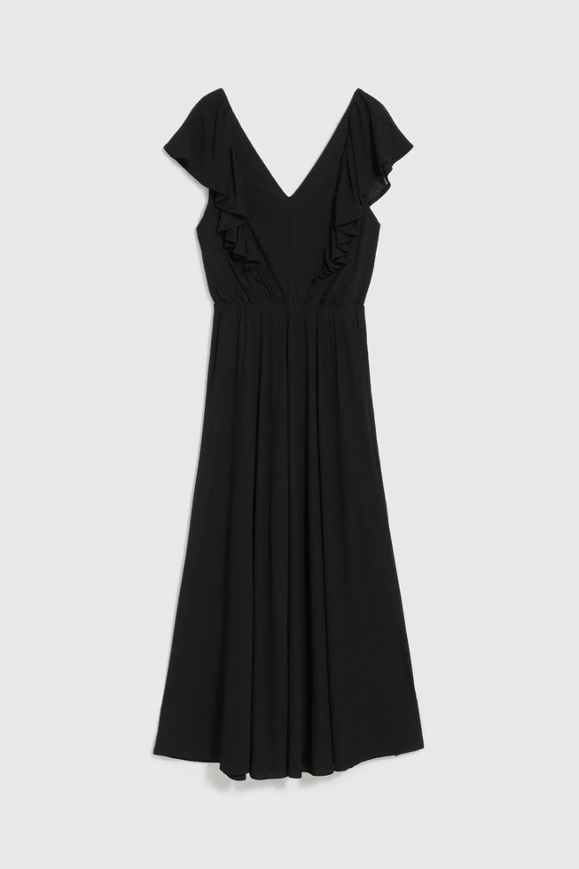 Sukienka z falbanką maxi czarna