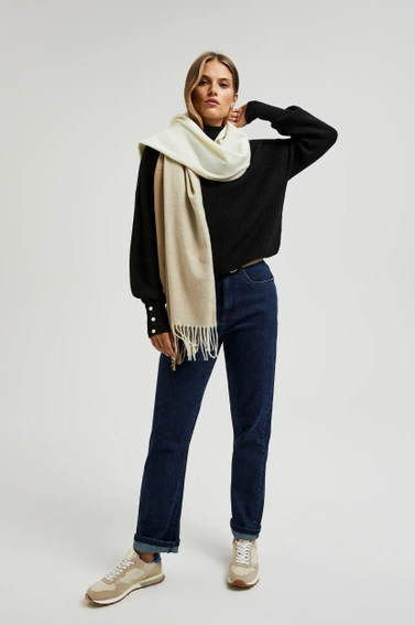 Szalik z frędzlami beżowy