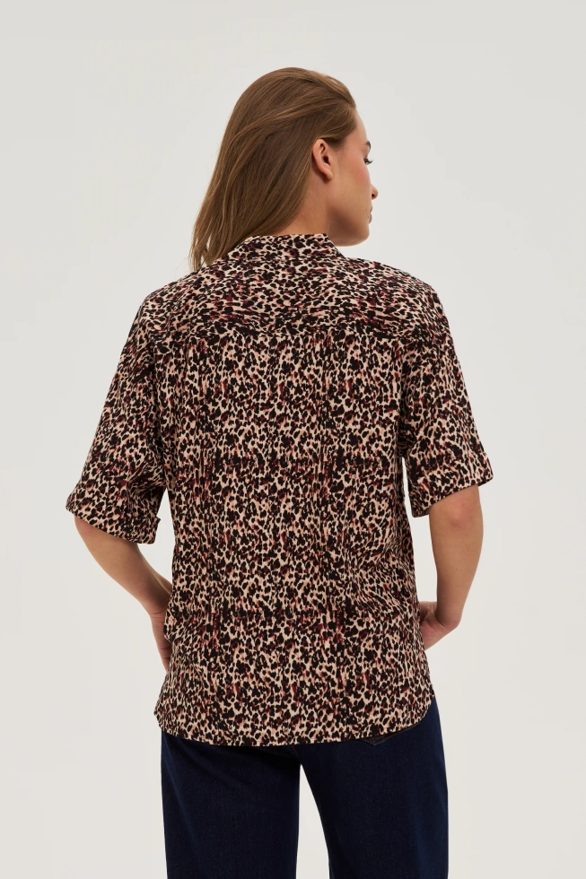 Wiskozowa koszula w panterkę czarna