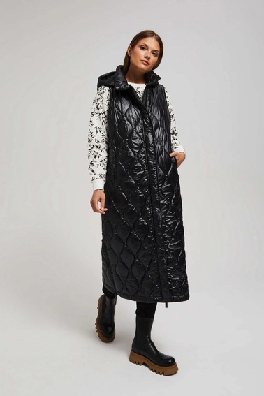 Długa kamizelka z kapturem