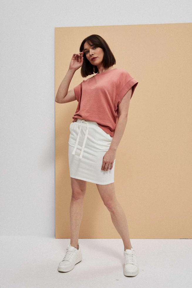 Gładka spódnica przed kolano perłowa