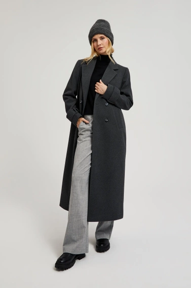 Elegancki długi płaszcz szary