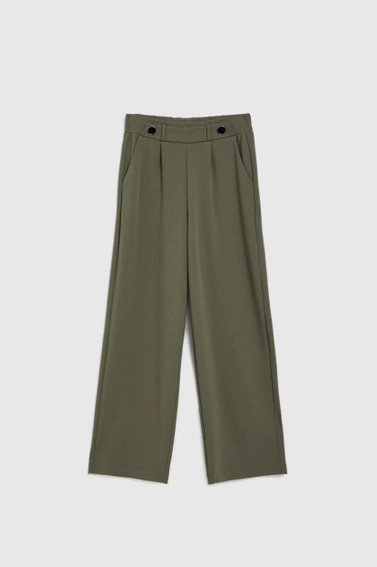 Spodnie z szerokimi nogawkami i guzikami oliwkowe
