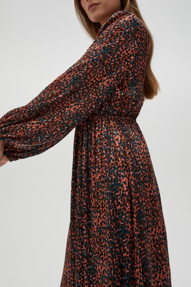 Sukienka maxi z bufiastymi rękawami brązowa